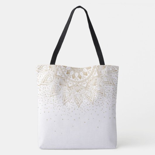 Elegant Gold Mandala Stippen Design Tote Bag (Achterkant)