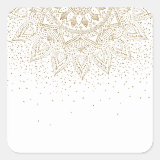Elegant Gold Mandala Stippen Design Vierkante Sticker (Voorkant)