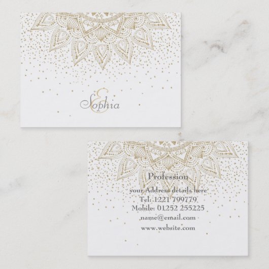 Elegant Gold Mandala Stippen Design Visitekaartje (Voorkant / Achterkant)