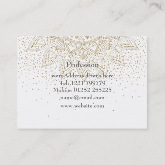 Elegant Gold Mandala Stippen Design Visitekaartje (Achterkant)