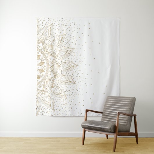 Elegant Gold Mandala Stippen Design Wandkleed (In situ)