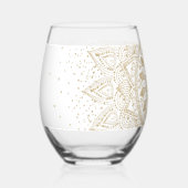 Elegant Gold Mandala Stippen Design Wijnglas Zonder Voet (Achterkant)