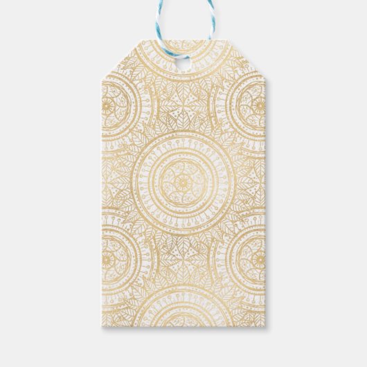 Elegant Gold Mandala Sunflower White Pattern Cadeaulabel (Voorkant)