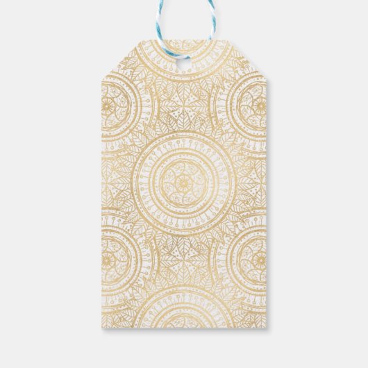 Elegant Gold Mandala Sunflower White Pattern Cadeaulabel (Achterkant)