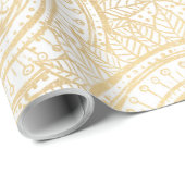Elegant Gold Mandala Sunflower White Pattern Cadeaupapier (Rol Hoek)