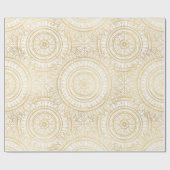 Elegant Gold Mandala Sunflower White Pattern Cadeaupapier (Vlak)