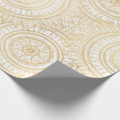 Elegant Gold Mandala Sunflower White Pattern Cadeaupapier (Hoek)