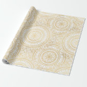 Elegant Gold Mandala Sunflower White Pattern Cadeaupapier (Uitgerold)