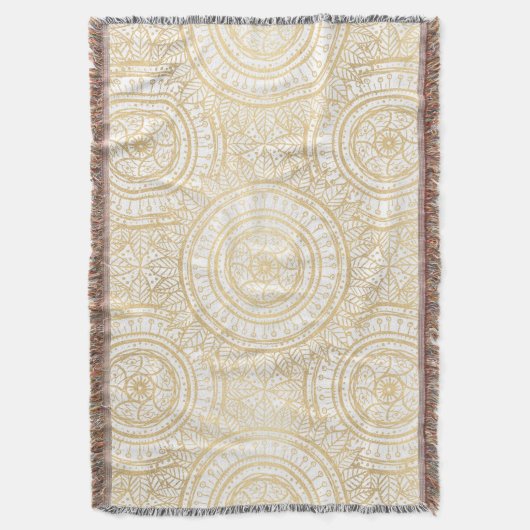 Elegant Gold Mandala Sunflower White Pattern Deken (Voorkant Verticaal)