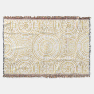 Elegant Gold Mandala Sunflower White Pattern Deken