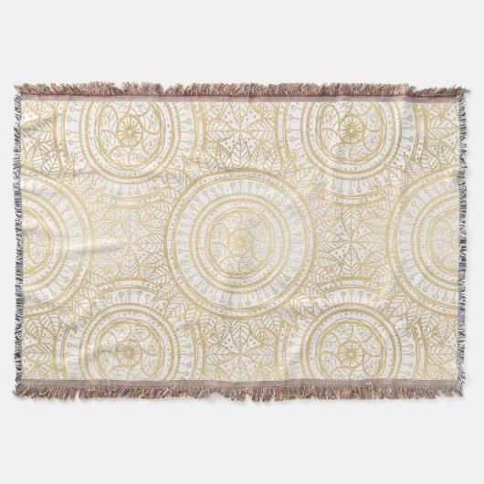 Elegant Gold Mandala Sunflower White Pattern Deken (Voorkant)