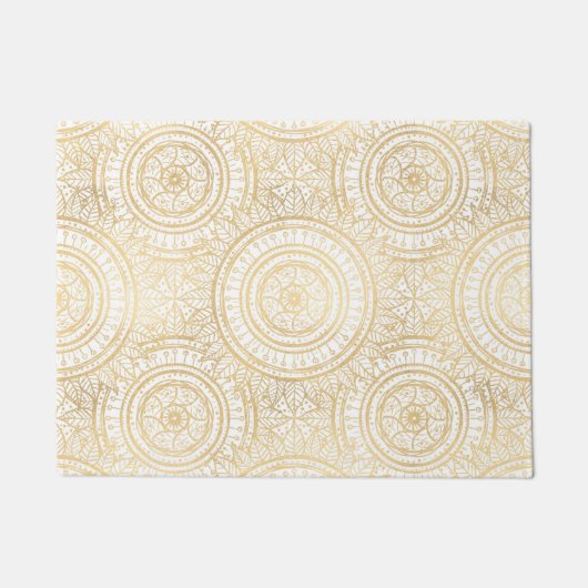Elegant Gold Mandala Sunflower White Pattern Deurmat (Voorkant)
