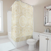 Elegant Gold Mandala Sunflower White Pattern Douchegordijn (In situ)