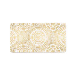 Elegant Gold Mandala Sunflower White Pattern Etiket