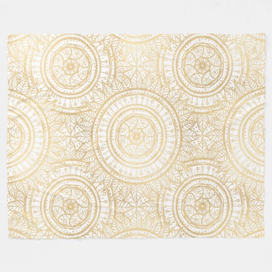 Elegant Gold Mandala Sunflower White Pattern Fleece Deken (Voorkant (Horizontaal))