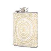 Elegant Gold Mandala Sunflower White Pattern Heupfles (Links)