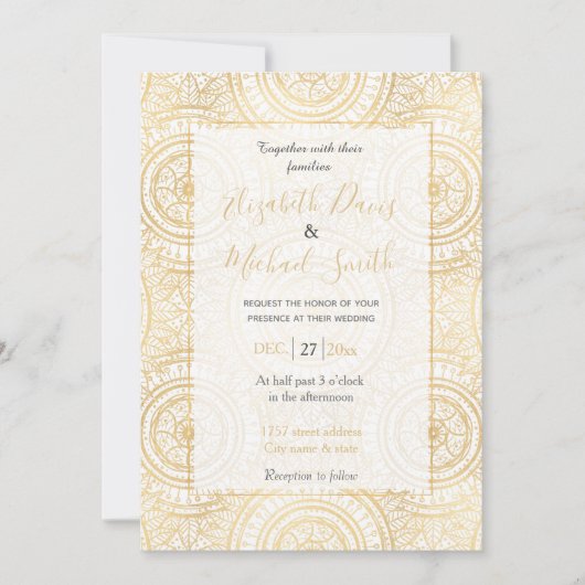 Elegant Gold Mandala Sunflower White Pattern Kaart (Voorkant)