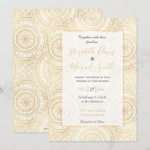 Elegant Gold Mandala Sunflower White Pattern Kaart