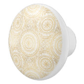 Elegant Gold Mandala Sunflower White Pattern Keramische Knop (Rechts)