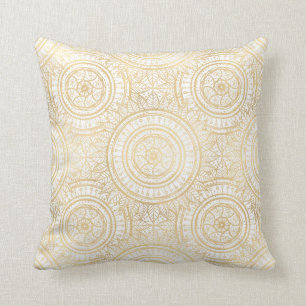 Elegant Gold Mandala Sunflower White Pattern Kussen