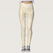 Elegant Gold Mandala Sunflower White Pattern Leggings (Voorkant)