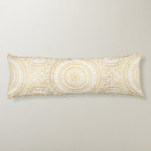 Elegant Gold Mandala Sunflower White Pattern Lichaamskussen (Achterkant)