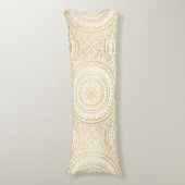 Elegant Gold Mandala Sunflower White Pattern Lichaamskussen (Voorkant Verticaal)