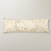 Elegant Gold Mandala Sunflower White Pattern Lichaamskussen (Voorkant)