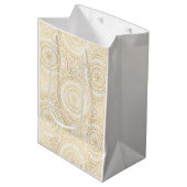 Elegant Gold Mandala Sunflower White Pattern Medium Cadeauzakje (Voorkant Gekanteld)