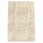 Elegant Gold Mandala Sunflower White Pattern Medium Cadeauzakje (Achterkant)