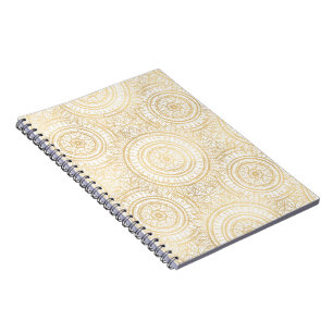 Elegant Gold Mandala Sunflower White Pattern Notitieboek