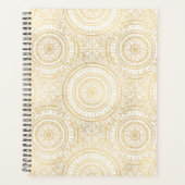 Elegant Gold Mandala Sunflower White Pattern Planner (Voorkant)