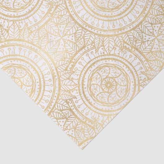 Elegant Gold Mandala Sunflower White Pattern Tissuepapier (Detail)