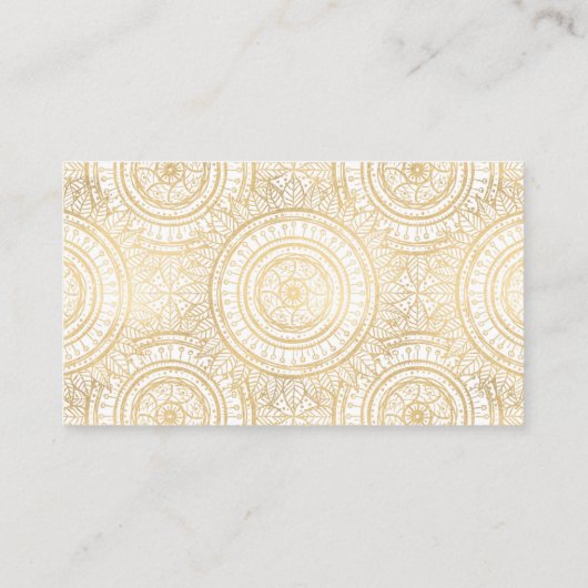 Elegant Gold Mandala Sunflower White Pattern Visitekaartje (Achterkant)