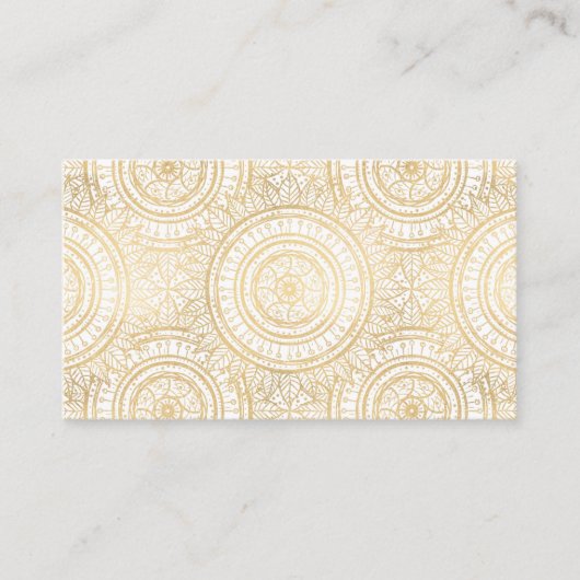 Elegant Gold Mandala Sunflower White Pattern Visitekaartje (Voorkant)