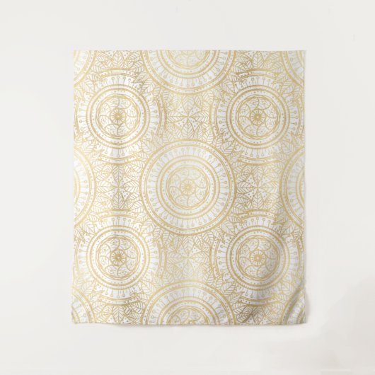 Elegant Gold Mandala Sunflower White Pattern Wandkleed (Voorkant)