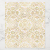 Elegant Gold Mandala Sunflower White Pattern Wijn Etiket (Enkel label)