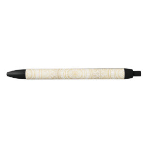 Elegant Gold Mandala Sunflower White Pattern Zwarte Inkt Pen