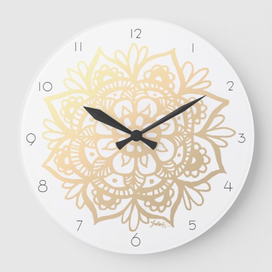 Elegant Gold Mandala wandklok (Voorkant)