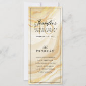 Elegant Gold Marble 16th Birthday Program Menu  Kaart (Voorkant)
