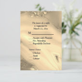 Elegant Gold Marble Agate RSVP met menuopties (Staand voorkant)