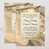Elegant Gold Marble Agate Wedding Invitation Kaart (Voorkant / Achterkant)