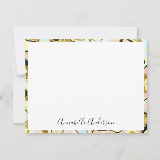 Elegant Gold Marble Border Note Card Notitiekaartje (Voorkant)