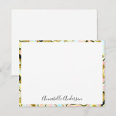 Elegant Gold Marble Border Note Card Notitiekaartje (Voorkant / Achterkant)