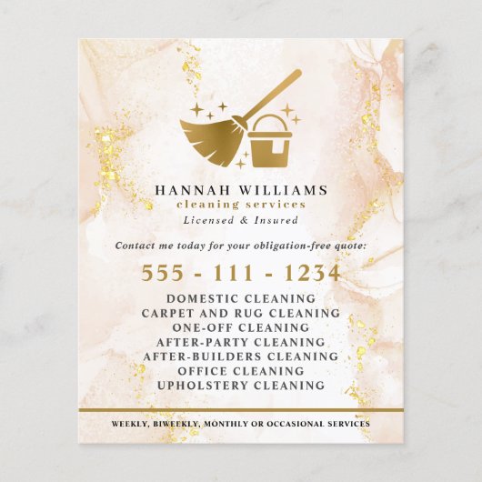 Elegant Gold Marble Cleaning Services Flyer (Voorkant)