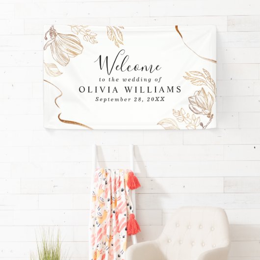 Elegant Gold Marble Floral Greenery Banner (Insitu)