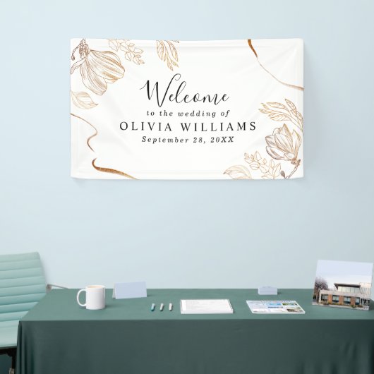 Elegant Gold Marble Floral Greenery Banner (Beurs)