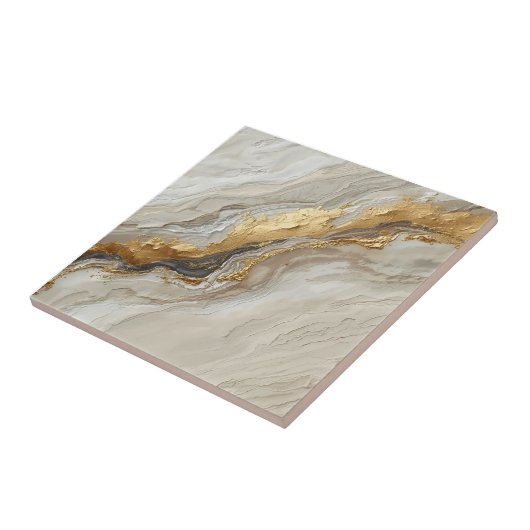 Elegant Gold Marble Flow – Luxury Ceramic Tile Tegeltje (Zijkant)