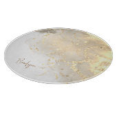 Elegant Gold Marble Glitter Name Snijplank (Hoek)