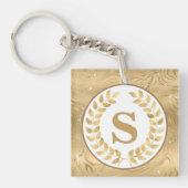 Elegant Gold Marble & Laurel Wreath Personalized Sleutelhanger (voorkant)
